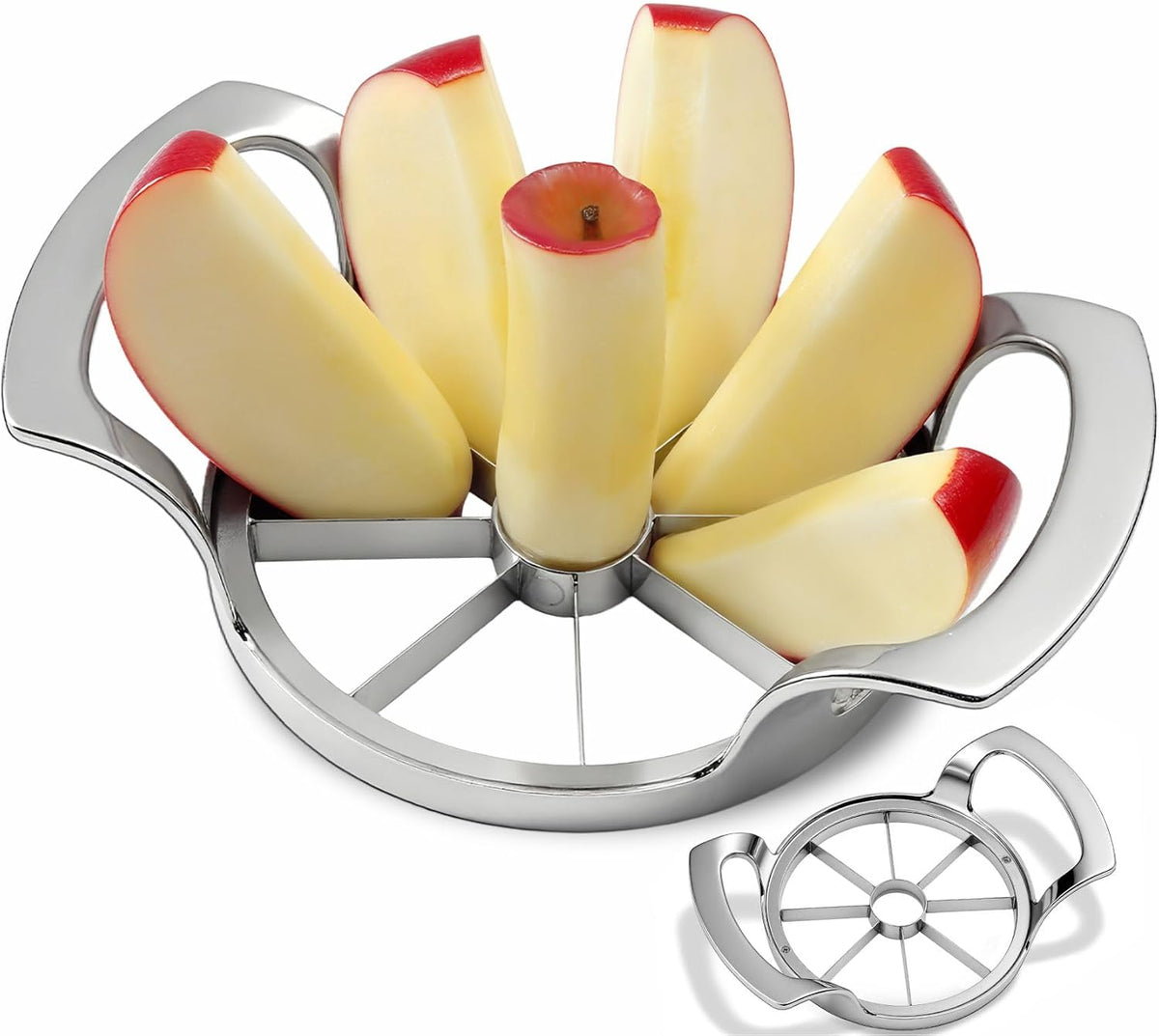 LIIGEMI 8-Blade Fruit Slicer, Smooth Cut Apple Slicer Corer with Mirrored Handle