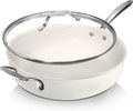 GOTHAM STEEL 5.5 Qt Saute Pan with Lid - Nonstick Deep Frying Pan, 100% PFOA Free Ceramic, Dishwasher Safe, Cream White