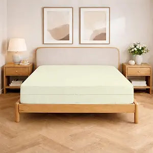 Zipper Fitted Sheet 6" Drop 400 TC 100% Egyptian Cotton (Twin, Ivory)