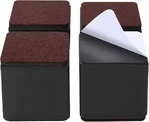 Ezprotekt 3 Inch Bed and Furniture Risers, Heavy Duty Square Sofa Tables Couch Chair Risers, Width 2.4"-Adds 3" Height, Supports 20,000 lbs - Protect Hardwood Floors from Scratches (4 Pack, Black)