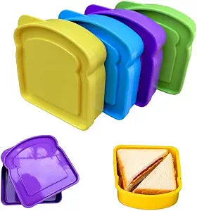 4Pcs Sandwich Containers, Sandwich Box Container, Reusable Toast-Shaped Lunchbox, BPA-Free Food Storage with Lid, Microwave & Dishwasher Safe, for Sandwiches, Fruits, SnacksColorful 