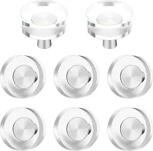 Hotop 8 Pieces Glass Cabinet Knobs 1-1/5 Inch Crystal Pulls Gold Cabinet Dresser Handle Bulk Brass Drawer Pull for Furniture Kitchen Cupboard Hardware Office Nightstand Decor (Crystal Style)