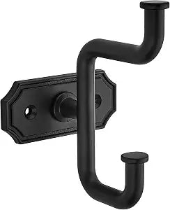 SAILING 2 Pack Coat Hooks Matte Black Towel Hooks Robe Hooks Decorative Wall Hooks for Bathroom Bedroom Kitchen Towel Robe Clothes Cabinet Closet Bathroom Hardware
