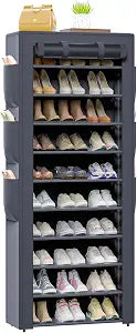 OYREL Shoe Rack Dustproof Sturdy 10Tier Tall Large Storage with Side Pocket