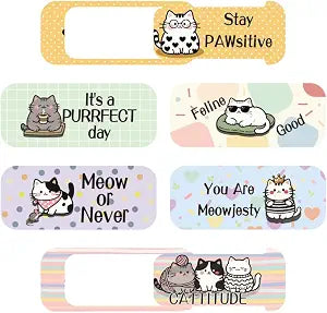 6Pcs 6 Styles Cat Camera Cover Slide Cute Privacy Guard Accessories, 0.03 Inch Ultra Thin Webcam Cover Protector Blocker for Laptop Desktop Computer Tablet Notebook Mini PC Home Office Use
