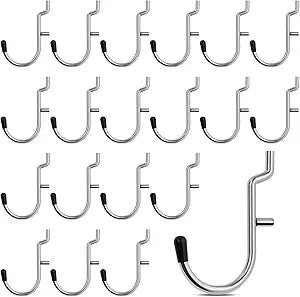 INCLY 100PCS 1/4 Inch Pegboard J Hooks with Peg Locks & Rubber Tipped