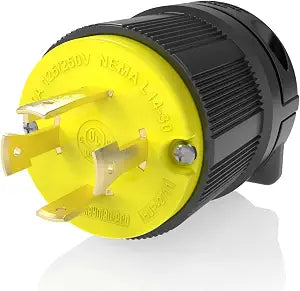 Journeyman-Pro 2711 30 Amp, 125/250 Volt, NEMA L14-30P, 3P, 4W, Locking Plug Connector, Black Industrial Grade, Grounding 7500 Watts Generator Rating (L14-30P (Male Plug))