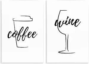 Coffee Wine Still Life, 10 x 15 Inch Mounted Print on Wall Plaque Set