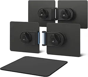 2 Packs Universal Monitor Connection Bracket Magnetic Monitor Alignment Clips for All Computer Monitors Curved and Flat Screen Strong Adhesive Monitor Alignment Bracket with Mouse Pad