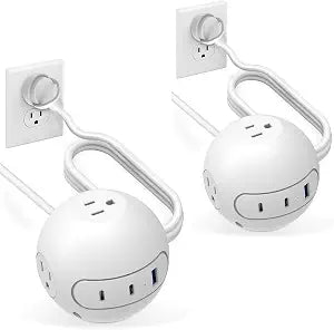 2 Pack 20W USB C Power Strip,Power Strips with 3 Widely Outlets and 3 USB Ports(2 USB C Port),5 ft Flat Plug Extension Cord,Power Delivery Charging for Dorm Rooms,Home Office,White