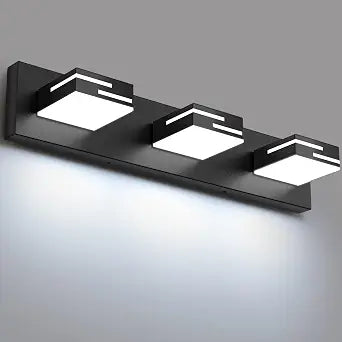 LED Modern Bathroom Vanity Light Fixtures, Dimmable Matte Black Vanity Lights for Bathroom Lighting Fixtures Over Mirror, with 360 Rotatable Acrylic Heads 3-Light 22-inch (Cool White 6000K)