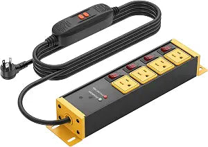 CCCEI GFCI Heavy Duty Surge Protector, 12 Gauge, Yellow, 10FT.