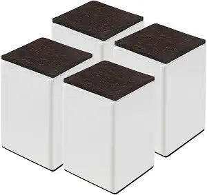 Wealrit 4PCS 4" Square Steel Furniture Risers,Adhesive Sofa Bed Riser,White