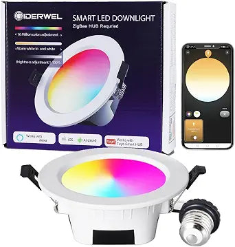 ZigBee 3.0 Smart Retrofit Recessed Lighting 5,RGBWW LED Downlight 1 Pack