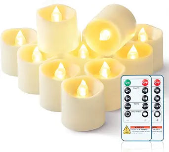 Homemory Ivory Flameless LED Votive Tealight Candles & Timer Remote, 24Pack