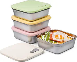 CLWVPCOT 4 Pack Sandwich Containers, 20oz Stainless Steel Sandwich Box with Lids, Reusable Metal Meal Prep Lunch Boxes, BPA-Free, Dishwasher Safe, Food Storage Containers for Snacks & Fruits