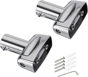 Kokone Shower Curtain Rod Bracket Set of 2 Adjustable 180 Rotation Bracket for Curved Shower Curtains Rod Sturdy Zinc Alloy Wall Mounted Shower Curtain Rod Holder for Bathroom,Wardrobe,Kitchen,Silver