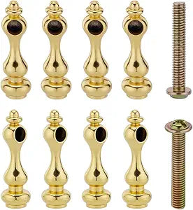 10Pcs Metal Shelf Rail Connectors Railing Bracket Spindles Decorative Gallery Rails with Screws for Shelves Gourd Golden for Shelves Wine Cabinets Bookcases Bar Cart(Half Connection)