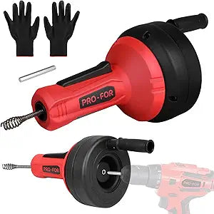 16.4-Ft Drain Snake, Manual Auger Clog Remover with Drill Adapter