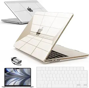 IBENZER Compatible with 2025 2024 2023 2022 MacBook Air 13 inch Case M4 A3240 M3 A3113 M2 A2681, Hardshell Case & KeyboardCover & ScreenFilm & Type-C for Mac Air 13.6, Crystal Clear, AT13-KK-CYCL+2TC