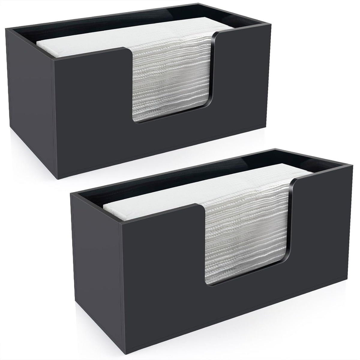 Paper Towel Holder Countertop, Black Acrylic Bathroom Napkin Holder, 2 Pack