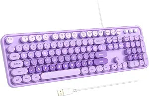 Atelus Large Print Keyboard, USB Wired Computer Keyboard, Full Size Keyboard with Number Pad for PC Laptop Desktop Windows 7 8 10 11 (Purple Colorful)