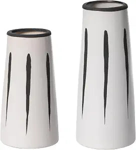Set of 7 and 9.5" High Ceramic Modern Painted Brushstrokes Tapered Flower Table Vase, Black and White, Elegant Decorative Accent for Living Room, Bedroom, Office, Entryway, or Dining Table