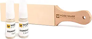 Work Sharp Leather Strop And Diamond Emulsion Kit - Precision Edge Refinement System - Knife Sharpening, Polishing, Honing Tools And Blades