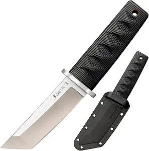 Cold Steel Kyoto 3.25" Durable Compact 8Cr13MoV Stainless Steel Fixed Blade Tanto Outdoor Hunting Utility Knife, 3 3/8" Textured Kray-Ex Handle, Sheath Included