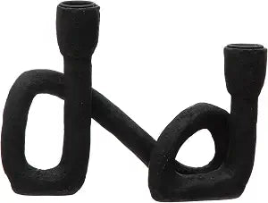 Bloomingville Decorative Resin Double Taper Candle Holder, Black
