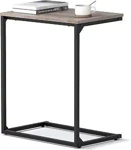 VASAGLE C Shape End Table for Couch or Sofa, Industrial Small Side Table