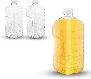 MT Products Clear PET Plastic Juice Bottles 64 oz. - Empty Container with Tamper Evident Caps (Set of 2) - Made in the USA