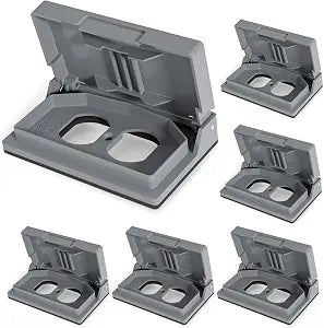 ELEGRP Horizontal Outdoor Cover for Duplex Receptacles, Weatherproof Wall Plate, Outdoor Electrical Outlet Cover, Standard Size 1-Gang 4.77 x 2.97, Thermoplastic, 6 Pack, Grey