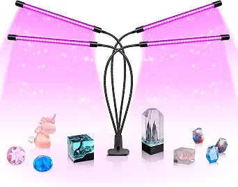 LED Black Light 4-Head, 40W UV Light Fixture with Clamp, 395-405nm UV Gooseneck Lamp USB Powered for Blacklight Party, Stage Lighting, Resin Cure, 3D Print, Glow in The Dark