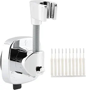 Shower Head Holder, 360 Adjustable Suction Cup Handheld Shower Head Holder with 10 Cleaning Brush, No Drill, Removable Bathroom Accessories(Color:Silver)