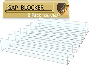 8-Pack Toy Blocker, QIYIHOME Gap Bumper for Under Furniture, BPA Free Safe PVC with Strong Adhesive, Stop Things Going Under Sofa Couch or Bed, Easy to Install