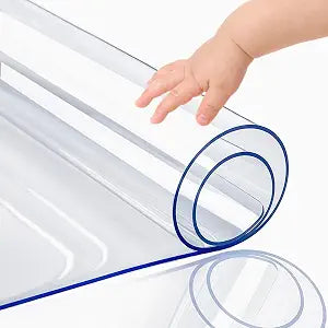PoPoTo Dining Room Tablecloth Clear Plastic Table Cover Protector 20x36 Inch Clear Table Pad Heat Resistant Waterproof Transparent Desk Protector Pad Mat for Office Desk Wood Furniture 1.5mm Thick
