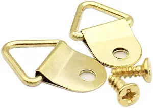 100 Pack Small Metal Triangle Ring Picture Hangers (Gold)