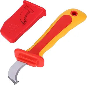 Cable Stripper, IEC60900 Insulated Dismantling Knife, 8.3in Electrician Knife, Steel 1000V Insulated Electrical Knife with Antislip Handle for Circuit Breaking Installation