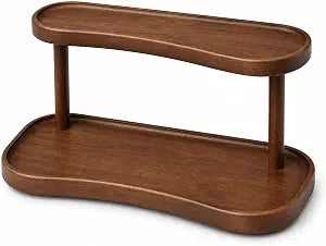 Two Tier Bathroom Desktop Countertop Organizer | Pine Wooden