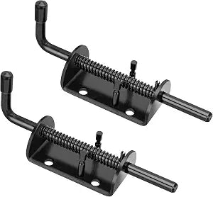 Spring Loaded Gate Latch Pin Barrel Bolt 6in Durable Solid Steel for Shed Doors Wood Metal Gate Black - 2pcs