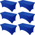 6-Pack Royal Blue Spandex Tablecloths for 6ft Rectangle Tables