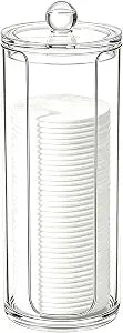 Cotton Rounds Pad Holder Dispenser - 16oz Acrylic Container with Clear Lid