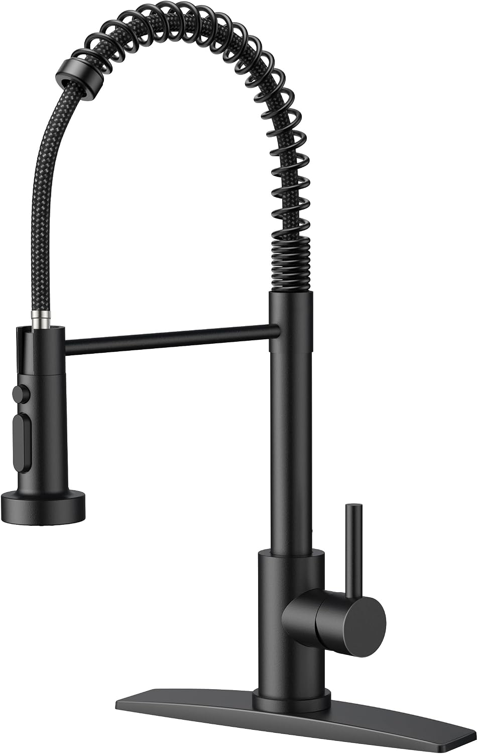 FORIOUS Black Kitchen Faucet with Pull Down Sprayer, Classic Single Handle