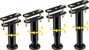 4 Pcs Adjustable Height Bed Frame/Bed Center Slat Support Legs 6"-10" Black
