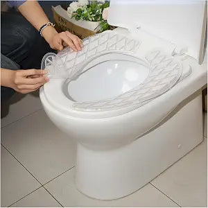 Gel Toilet Seat Cushion for Seniors  Washable Silicone Gel Pads, Non-Slip Adhesive Comfort Risers for Elderly & Bathroom Safety, 1 Pair (Transparent)