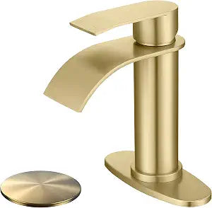 Brushed Gold Waterfall Bathroom Faucet Cold and Hot Bathroom Sink Faucet