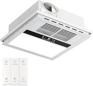 4-in-1 Bathroom Exhaust Fan with Heater, 1100W/2200W Dual Heating