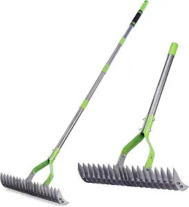 WORKPRO Thatch Rake, 15-Inch Thatching Rake with Telescoping 5FT Handle