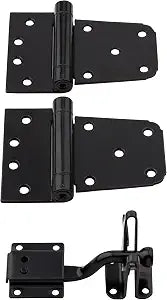 National Hardware Self-Closing Gate Kit, Hinges and Latch, Steel, Black